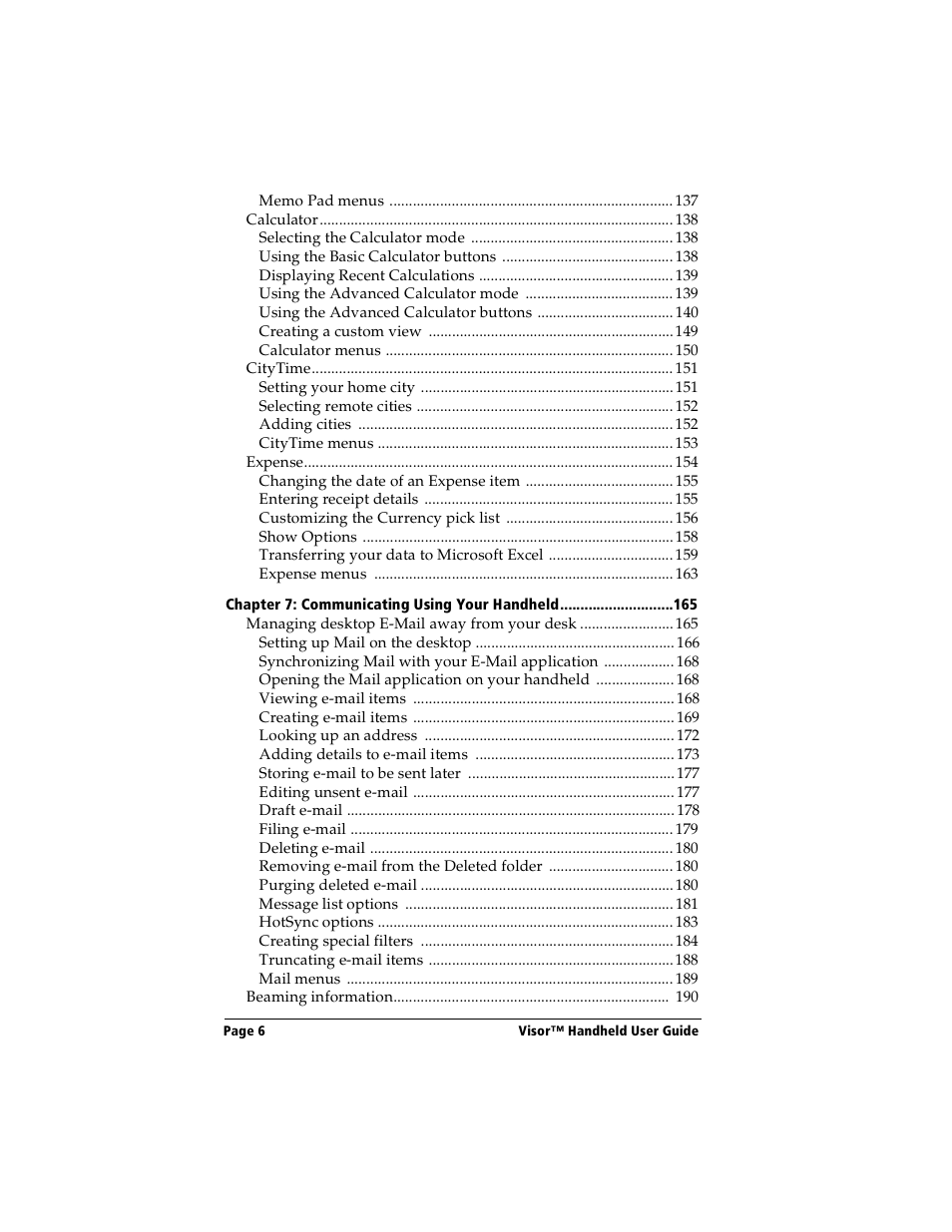 Handspring Visor User Manual | Page 6 / 287