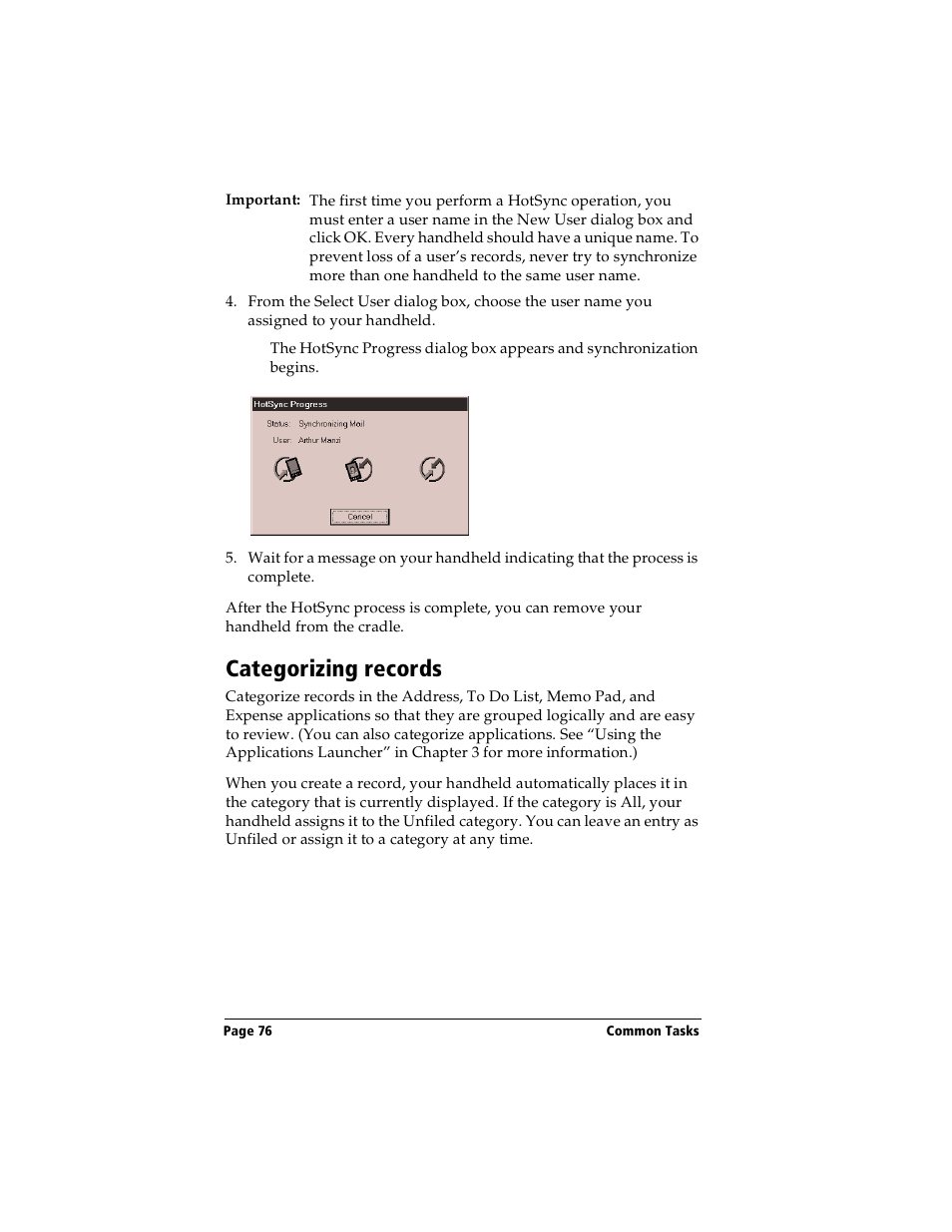 Categorizing records | Handspring Visor User Manual | Page 76 / 287
