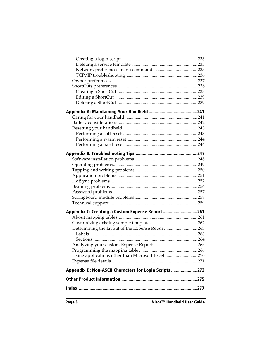 Handspring Visor User Manual | Page 8 / 287