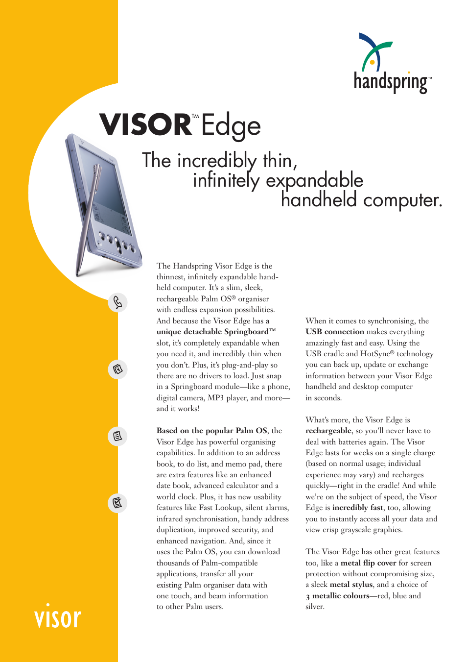 Handspring Visor Edge User Manual | 2 pages