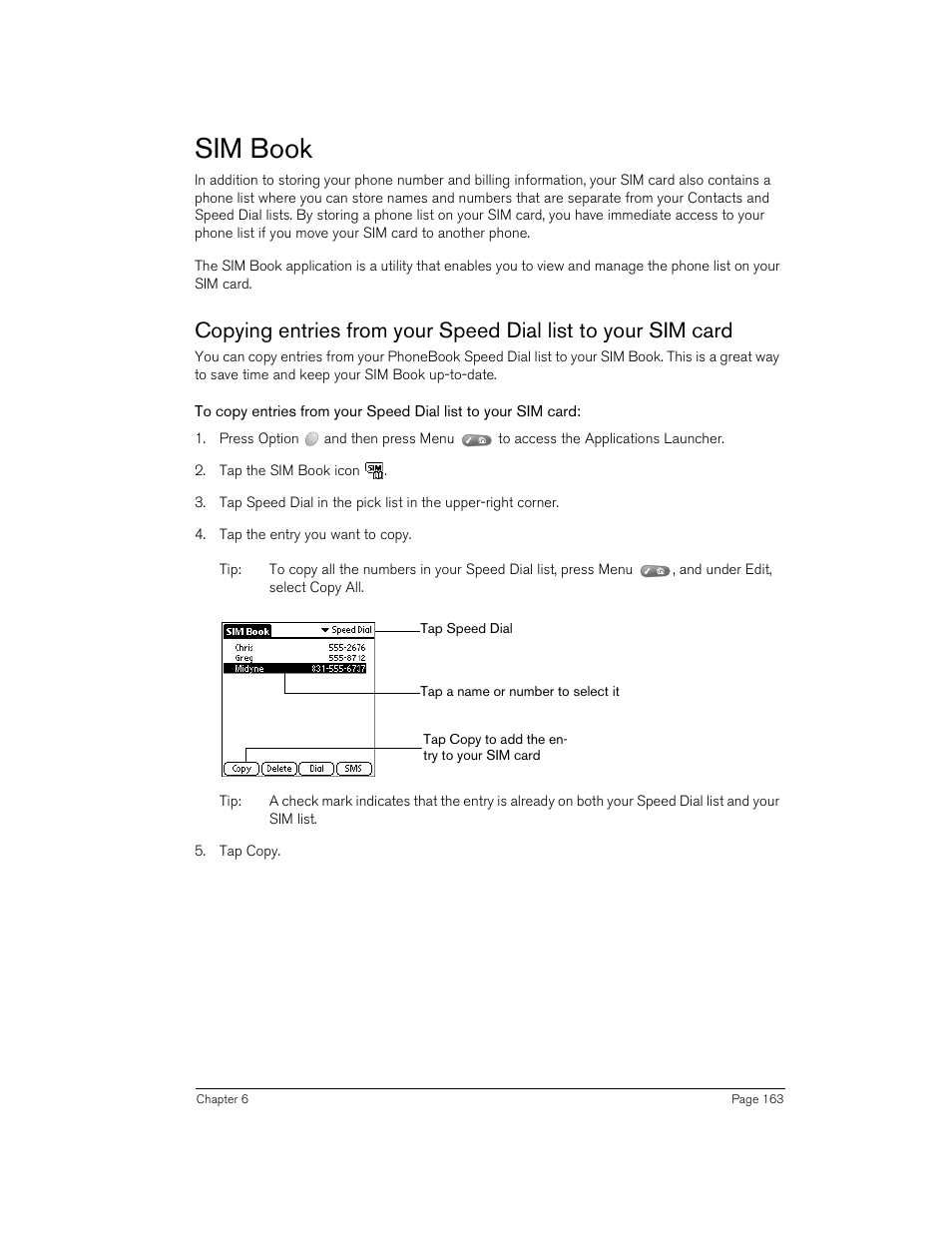 Sim book | Handspring Treo 270 User Manual | Page 163 / 235