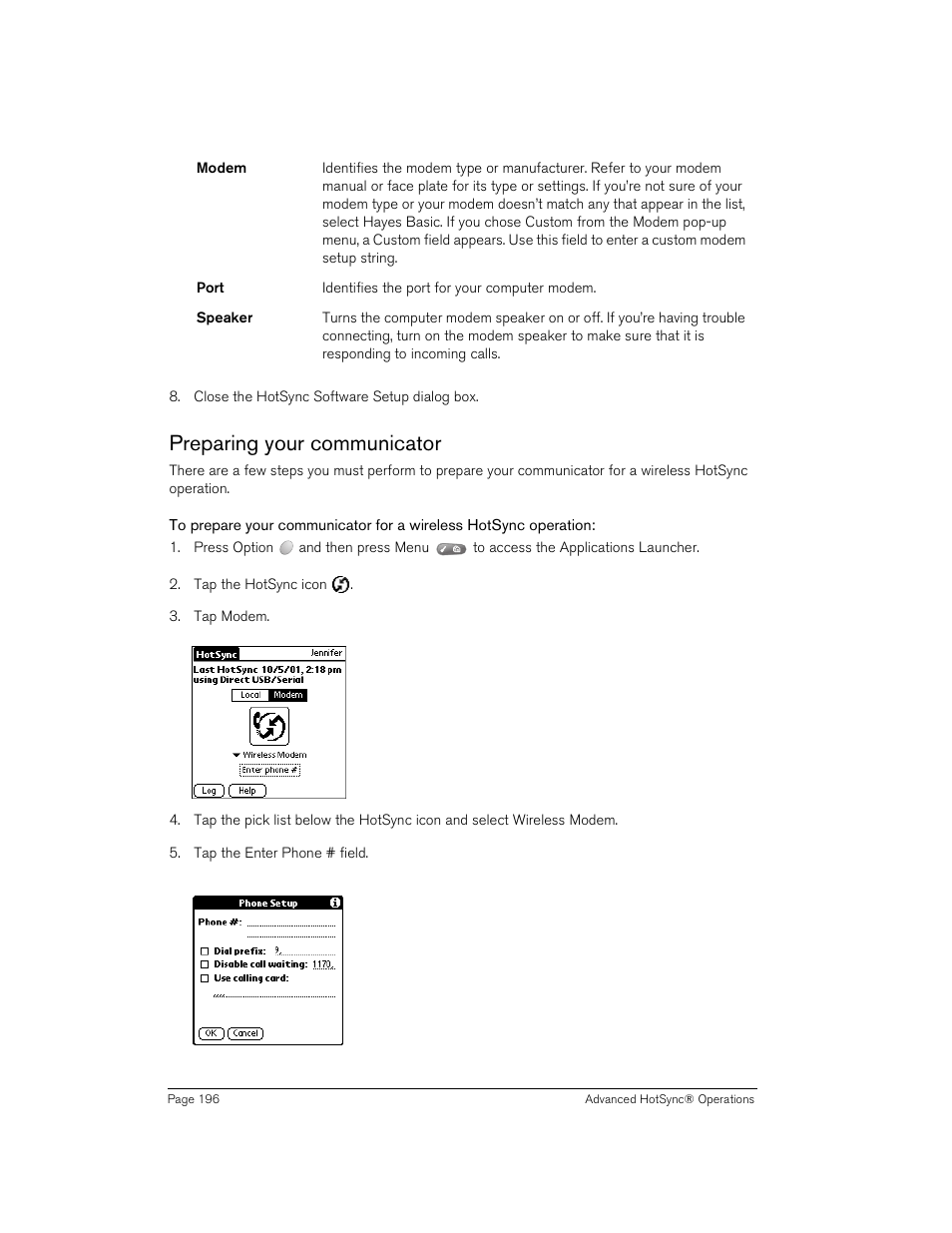 Preparing your communicator | Handspring Treo 270 User Manual | Page 196 / 235