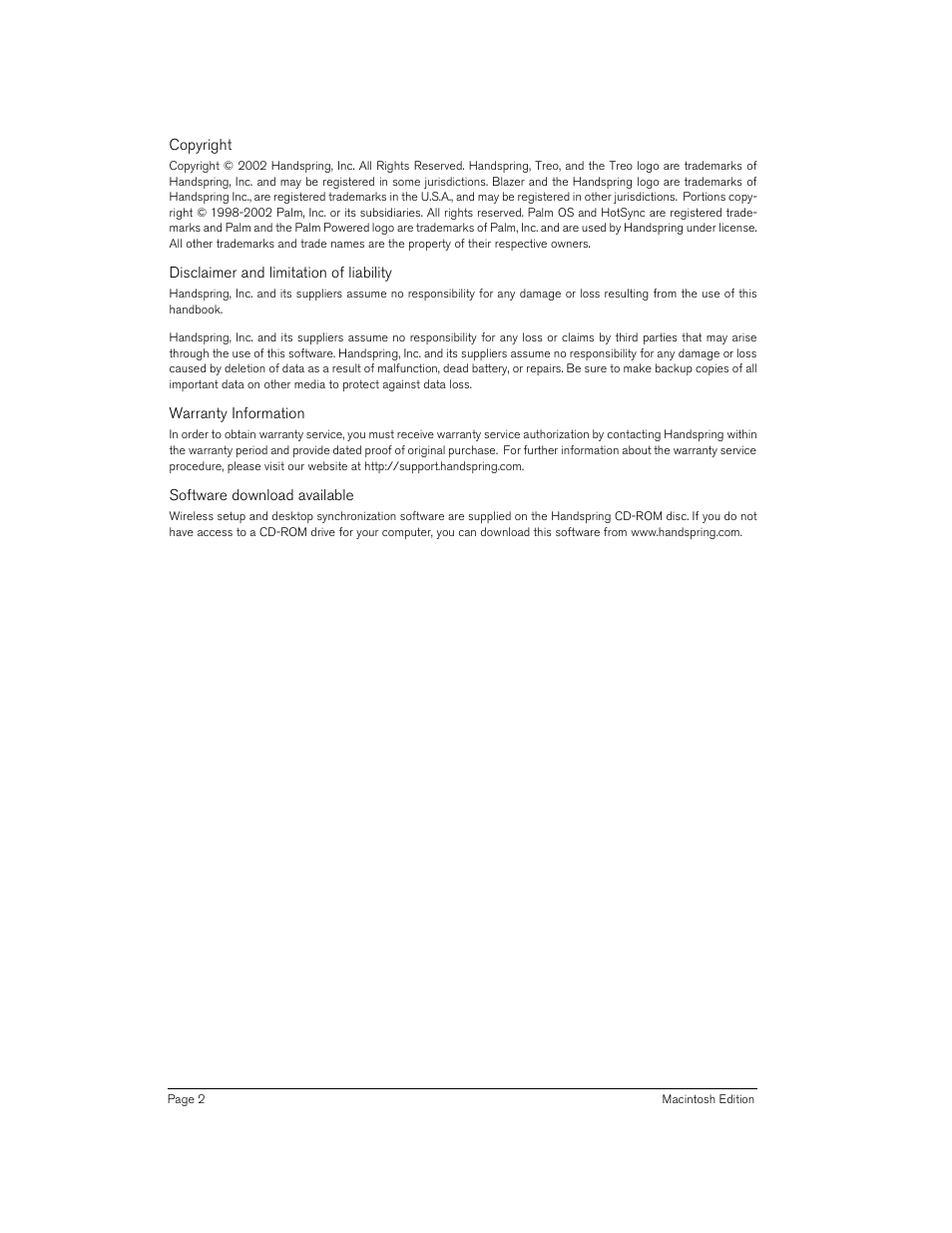 Handspring Treo 270 User Manual | Page 2 / 235