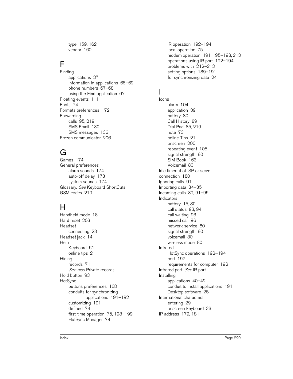 Handspring Treo 270 User Manual | Page 229 / 235