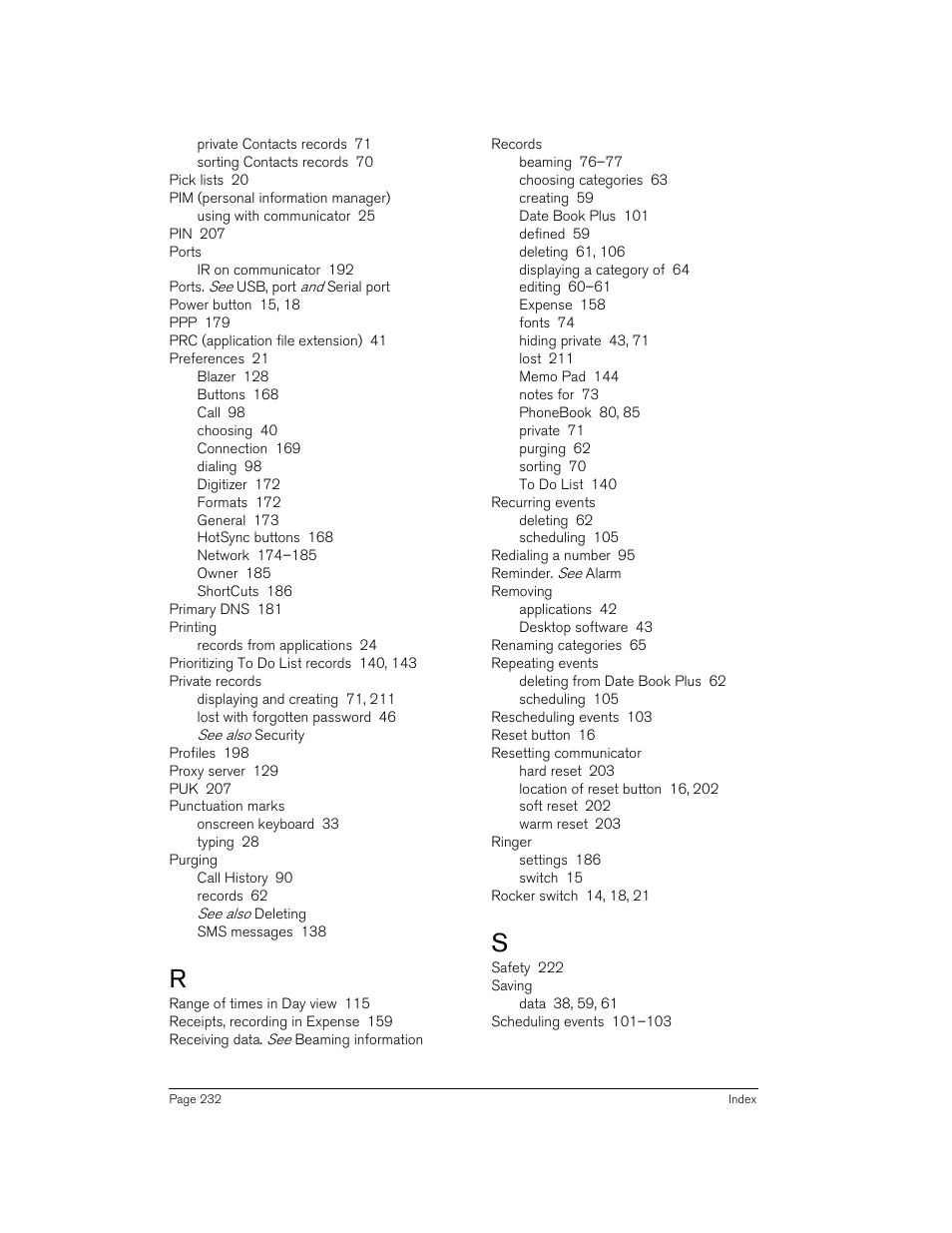 Handspring Treo 270 User Manual | Page 232 / 235