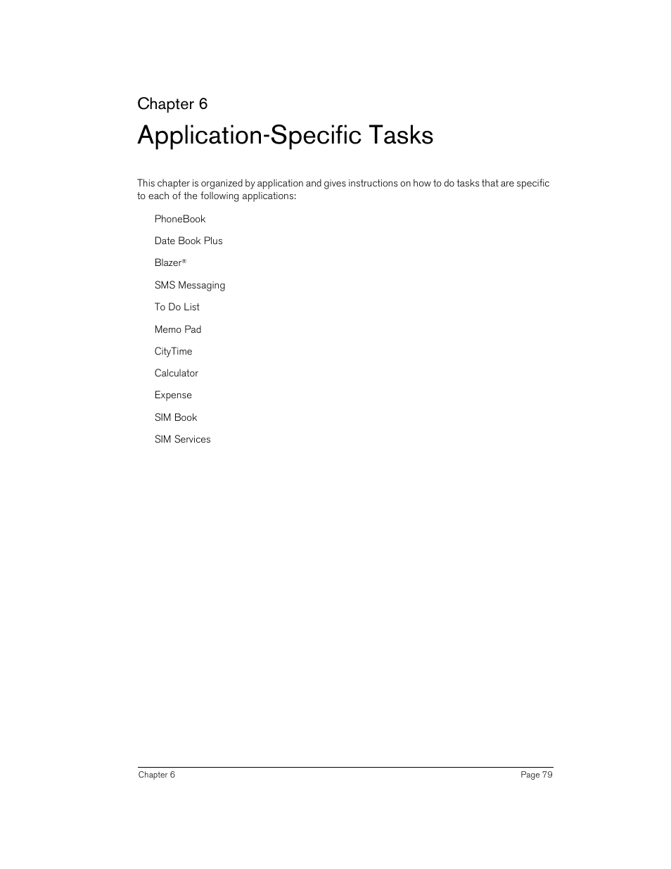 Application-specific tasks, Chapter 6 | Handspring Treo 270 User Manual | Page 79 / 235