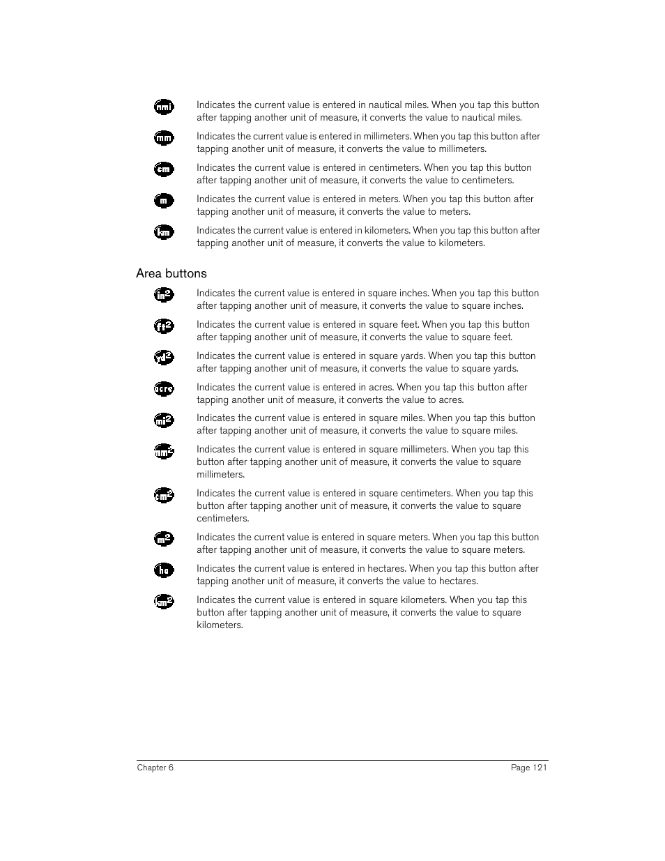 Area buttons | Handspring 90 User Manual | Page 121 / 232