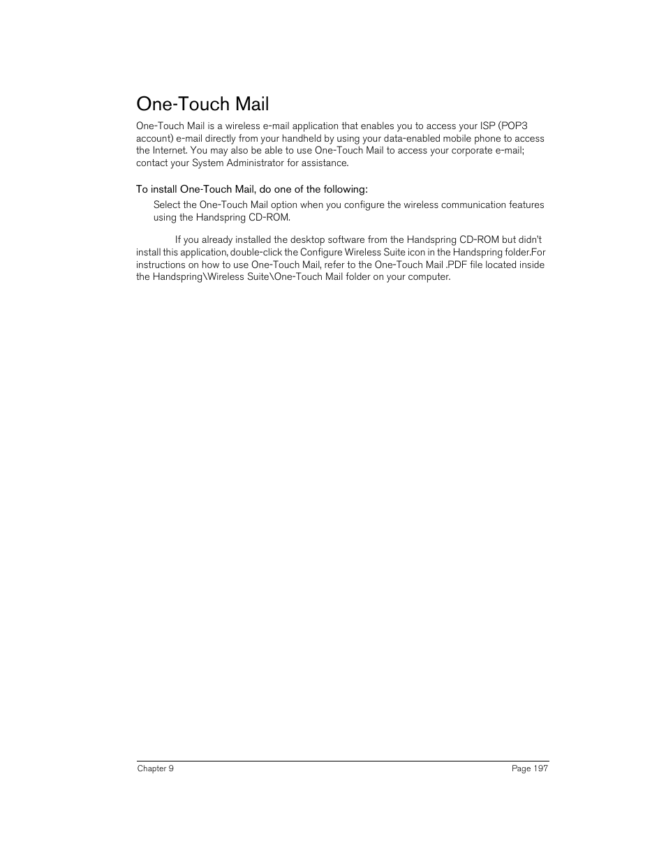 One-touch mail, To install one-touch mail, do one of the following | Handspring 90 User Manual | Page 197 / 232