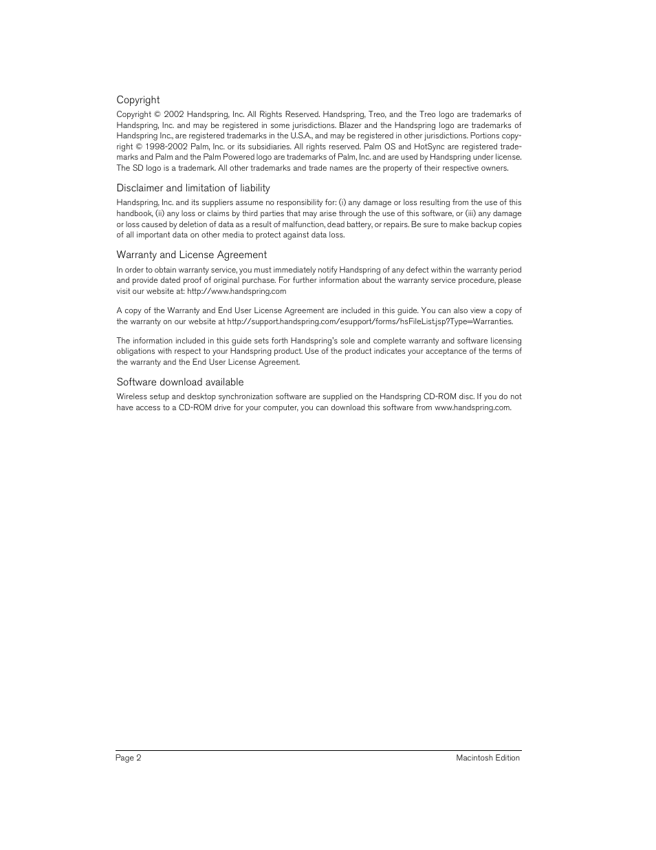 Handspring 90 User Manual | Page 2 / 232