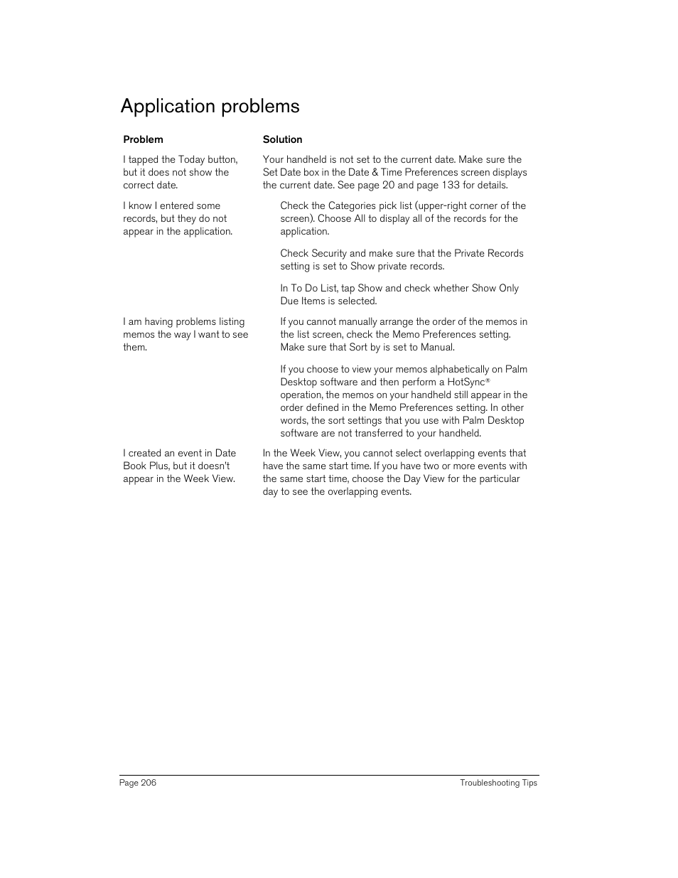 Application problems | Handspring 90 User Manual | Page 206 / 232