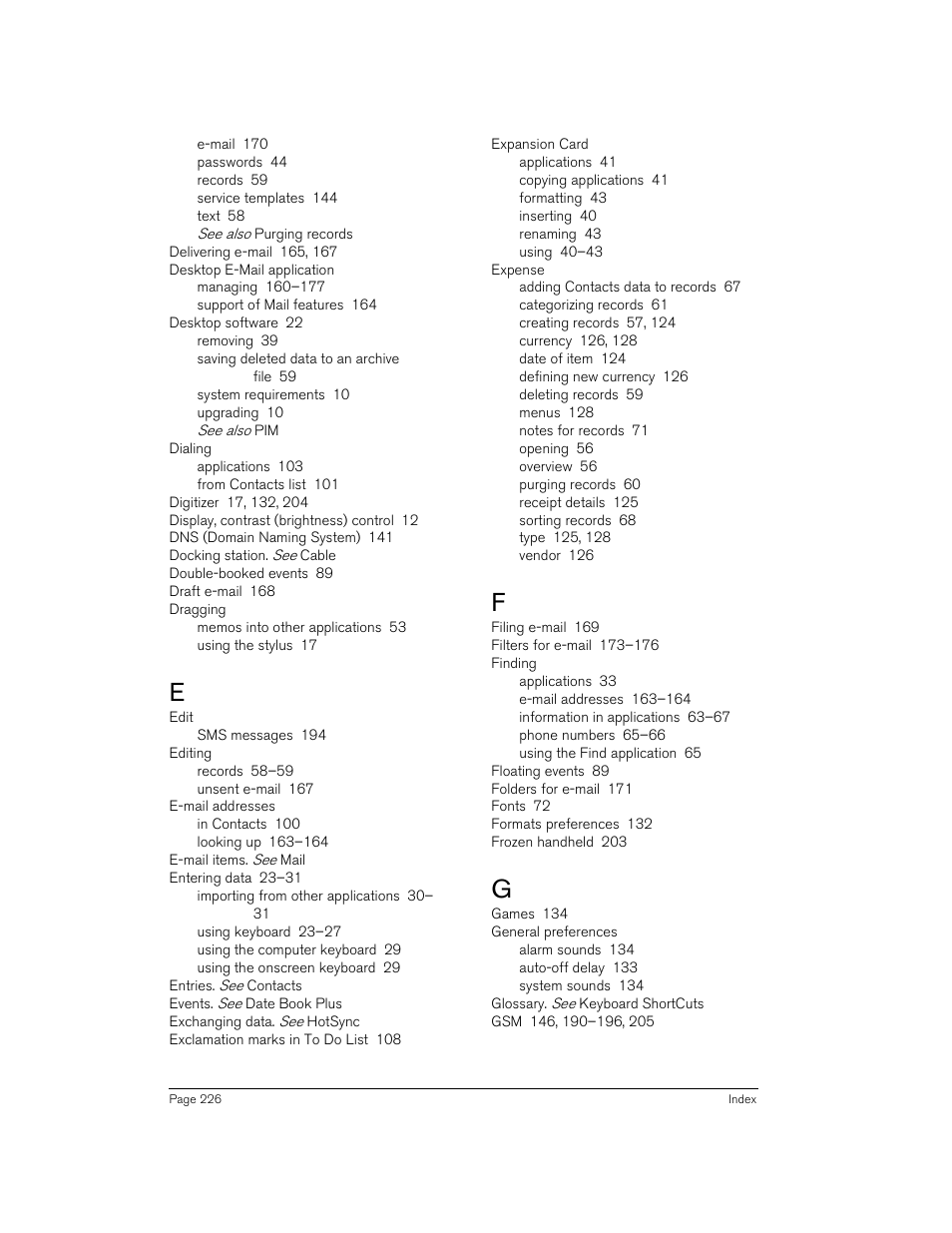 Handspring 90 User Manual | Page 226 / 232