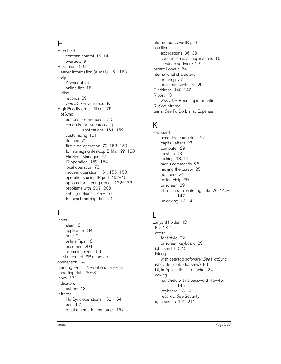 Handspring 90 User Manual | Page 227 / 232