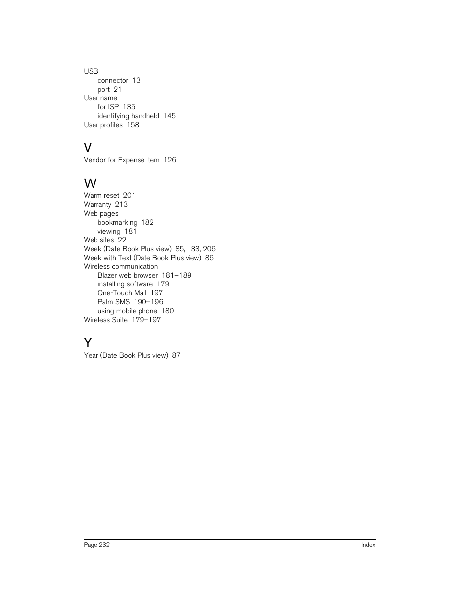 Handspring 90 User Manual | Page 232 / 232