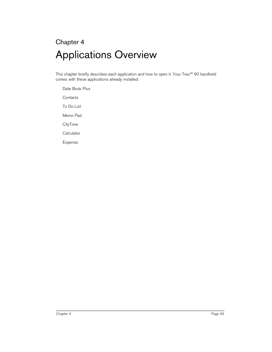 Applications overview, Chapter 4 | Handspring 90 User Manual | Page 49 / 232