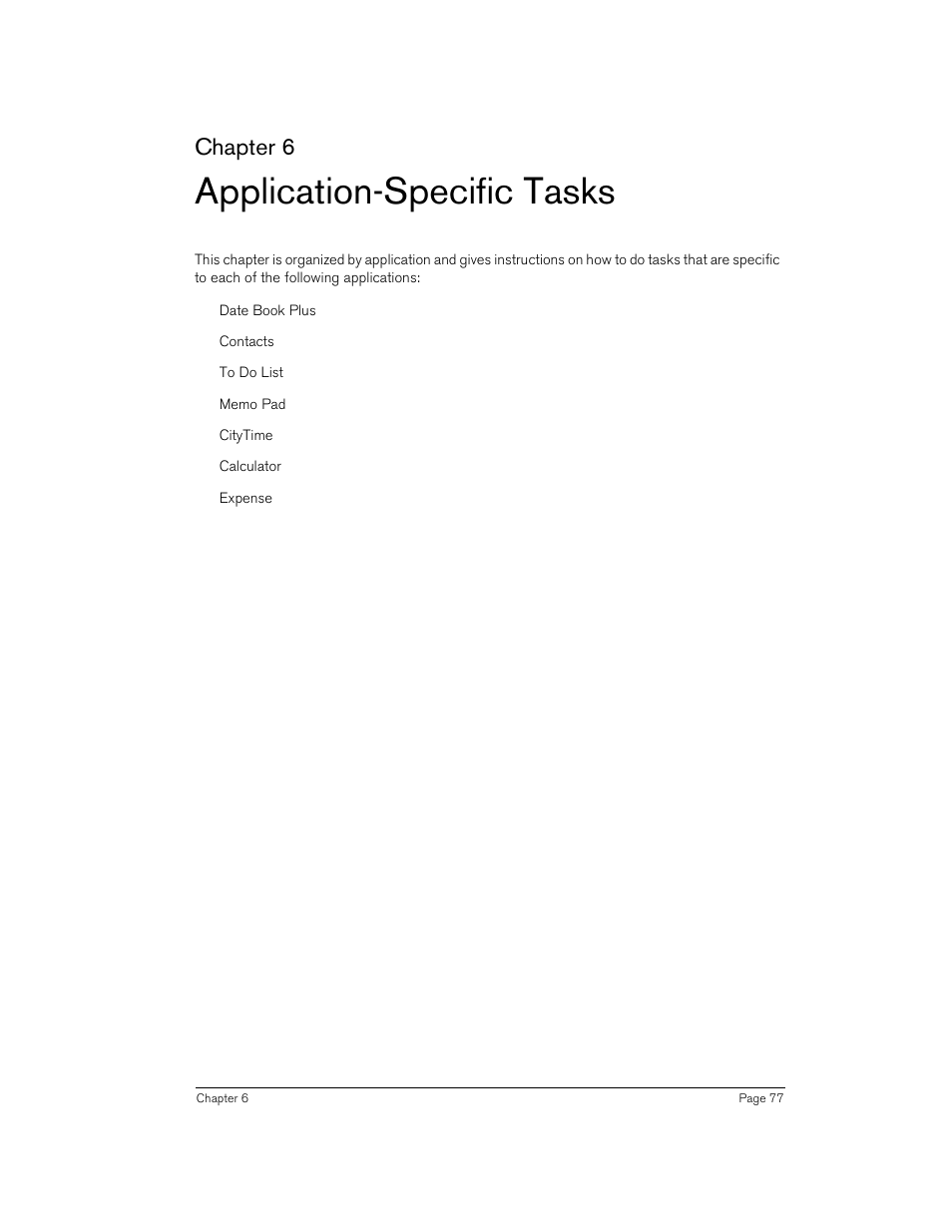 Application-specific tasks, Chapter 6 | Handspring 90 User Manual | Page 77 / 232