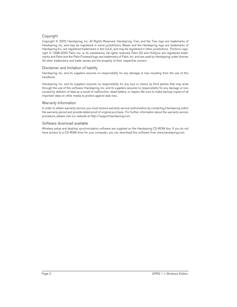 Handspring 270 User Manual | Page 2 / 257