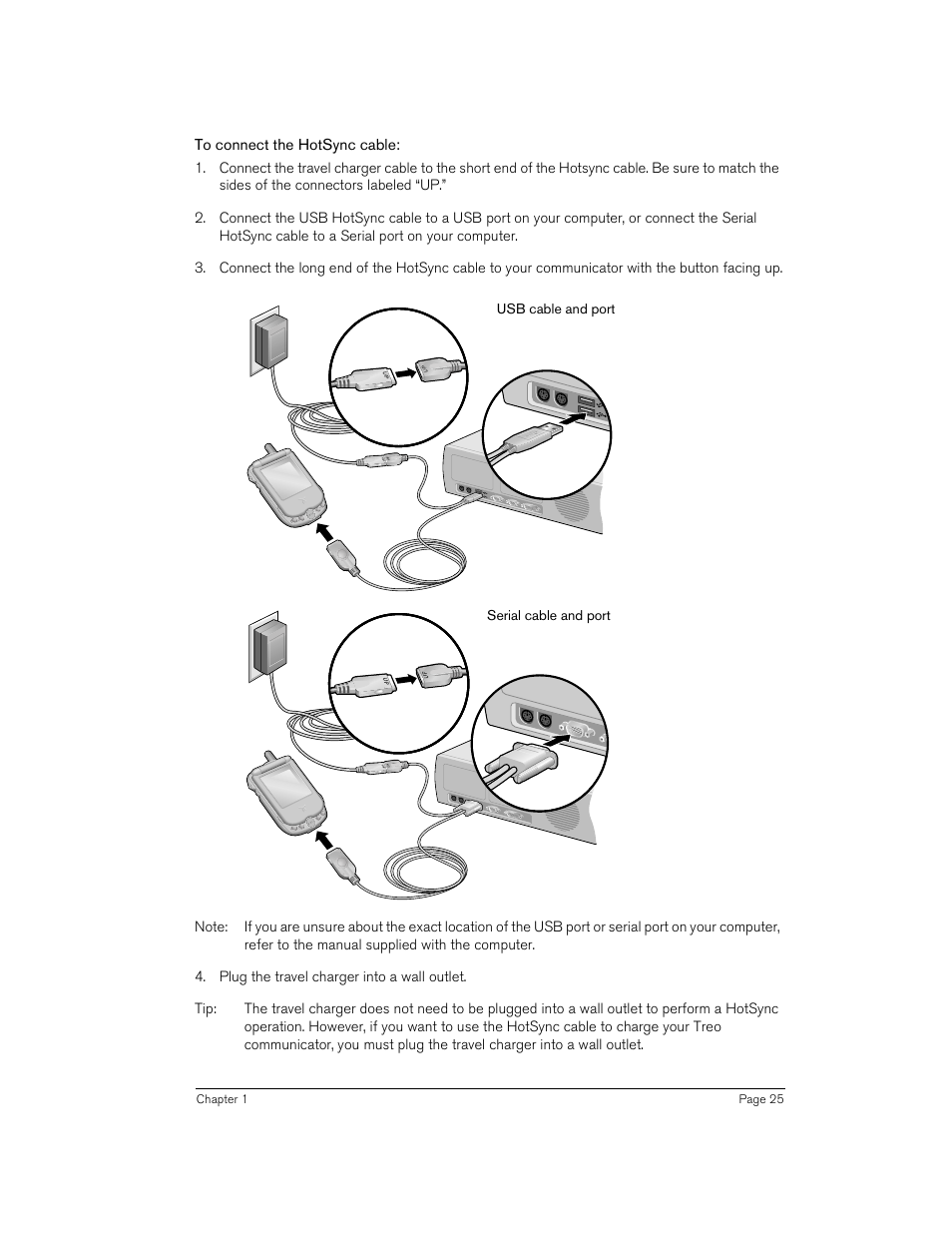 To connect the hotsync cable | Handspring 270 User Manual | Page 25 / 257