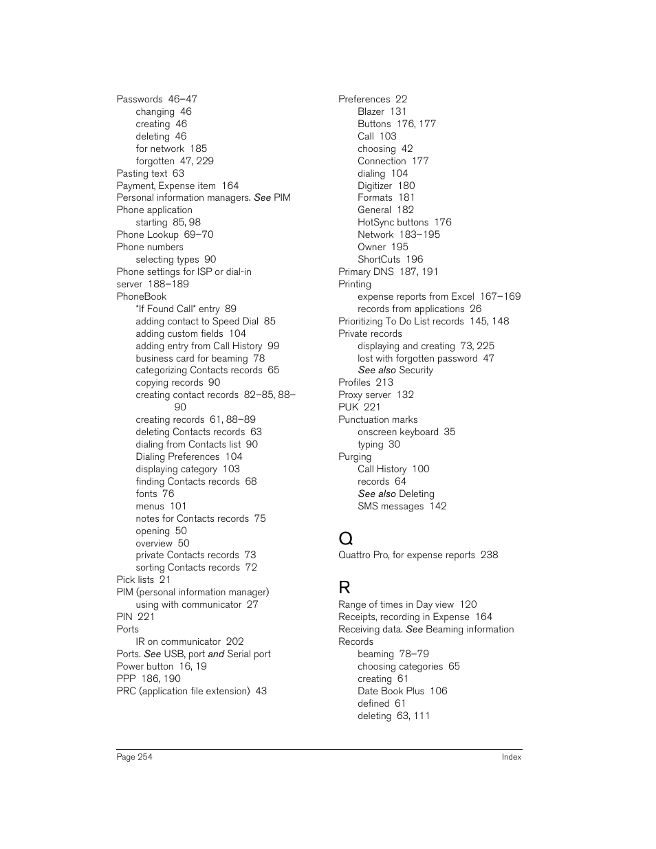 Handspring 270 User Manual | Page 254 / 257