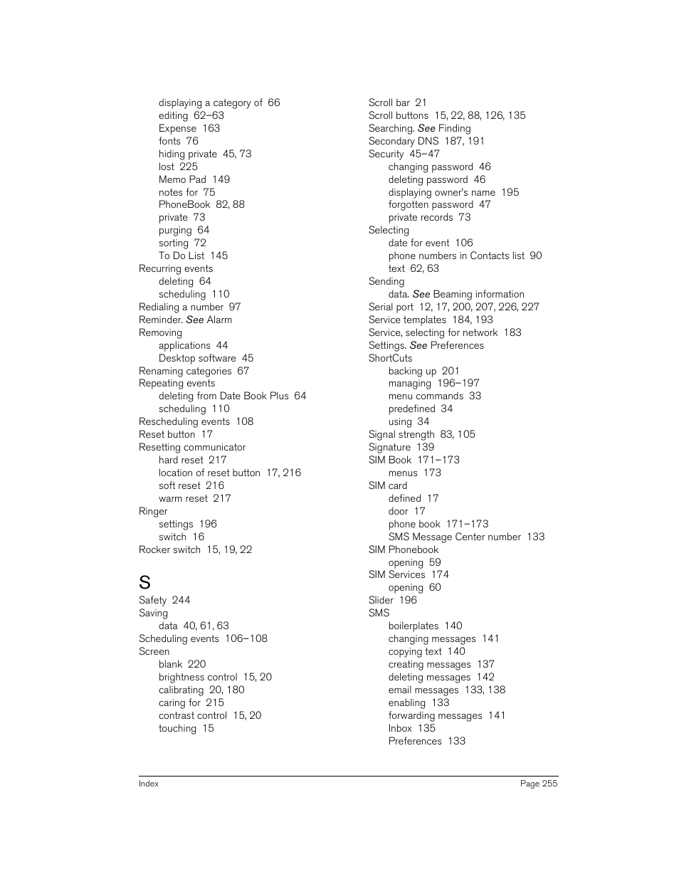 Handspring 270 User Manual | Page 255 / 257