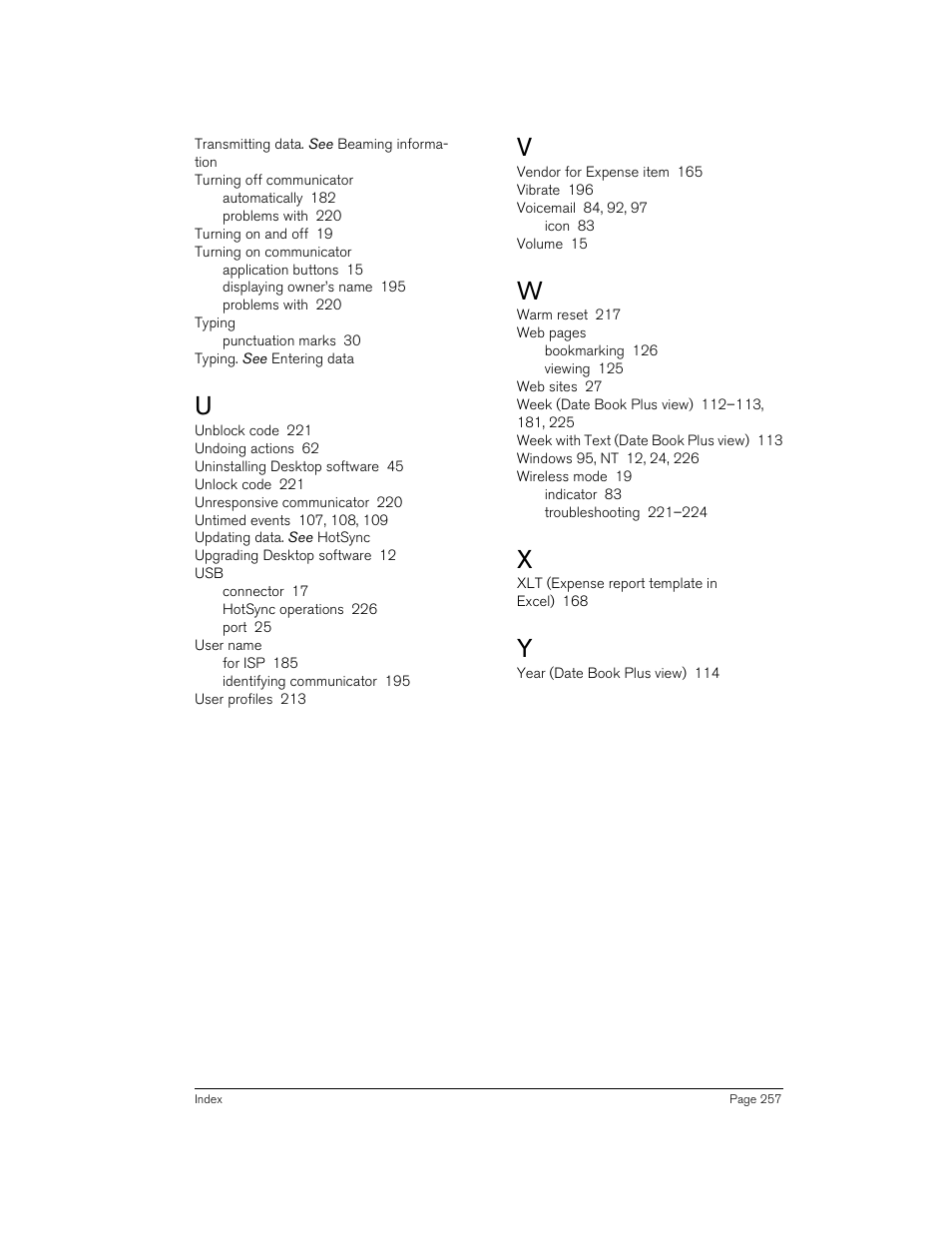 Handspring 270 User Manual | Page 257 / 257