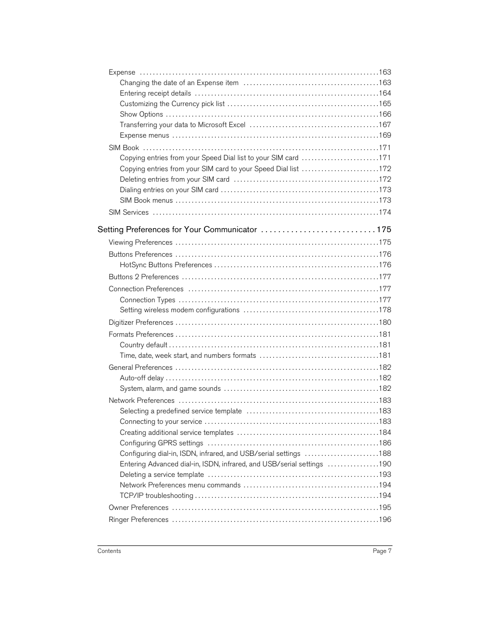 Handspring 270 User Manual | Page 7 / 257