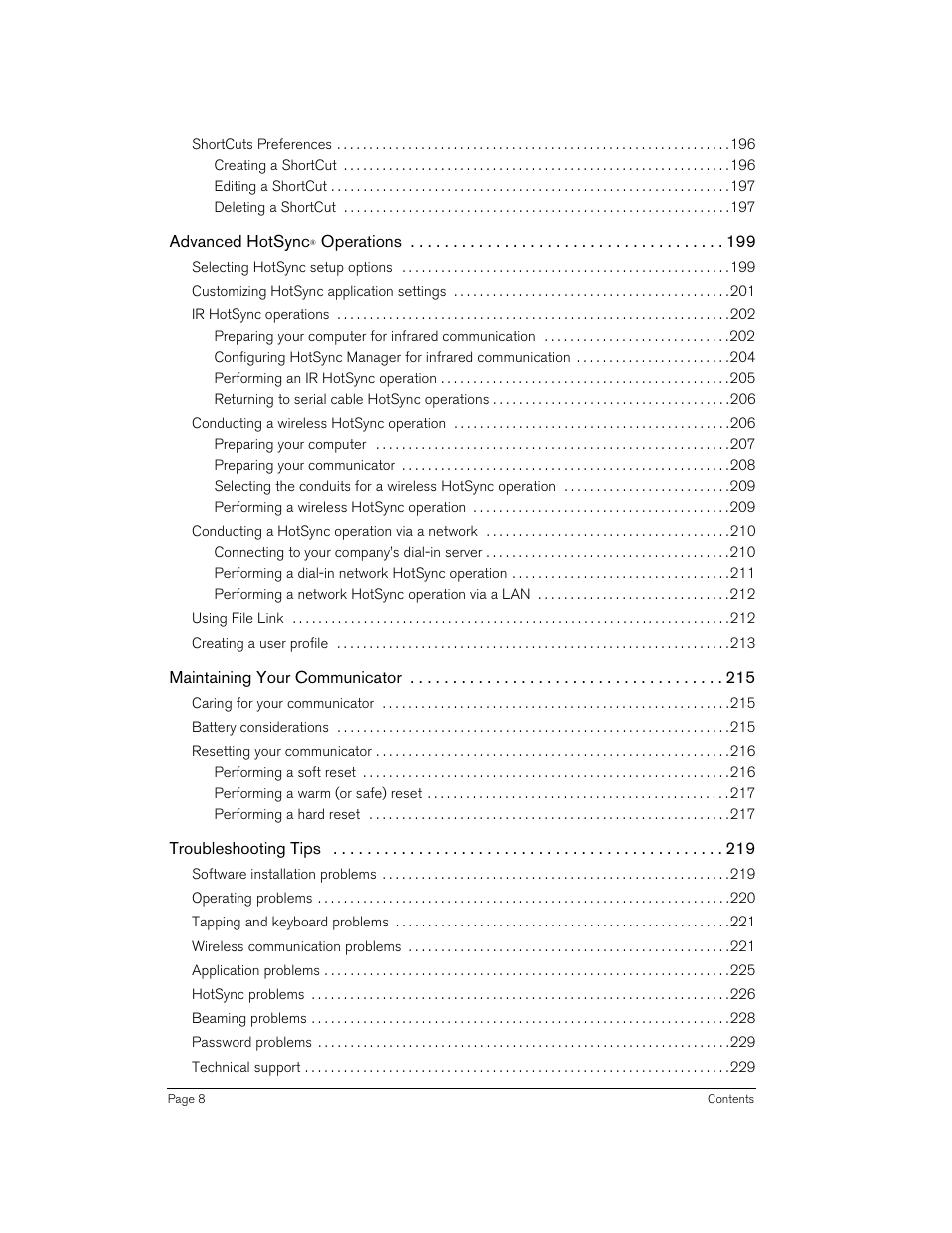 Handspring 270 User Manual | Page 8 / 257
