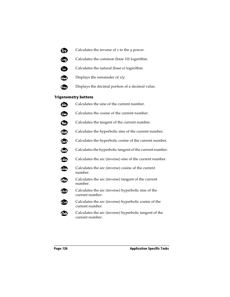 Trigonometry buttons | Handspring Visor Deluxe Handheld User Manual | Page 134 / 282