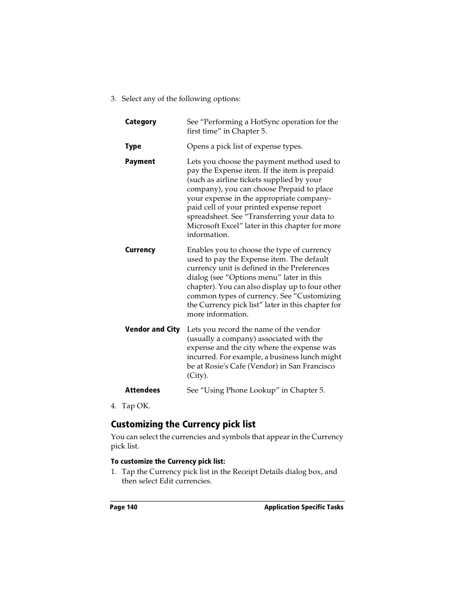 Customizing the currency pick list, To customize the currency pick list | Handspring Visor Deluxe Handheld User Manual | Page 148 / 282
