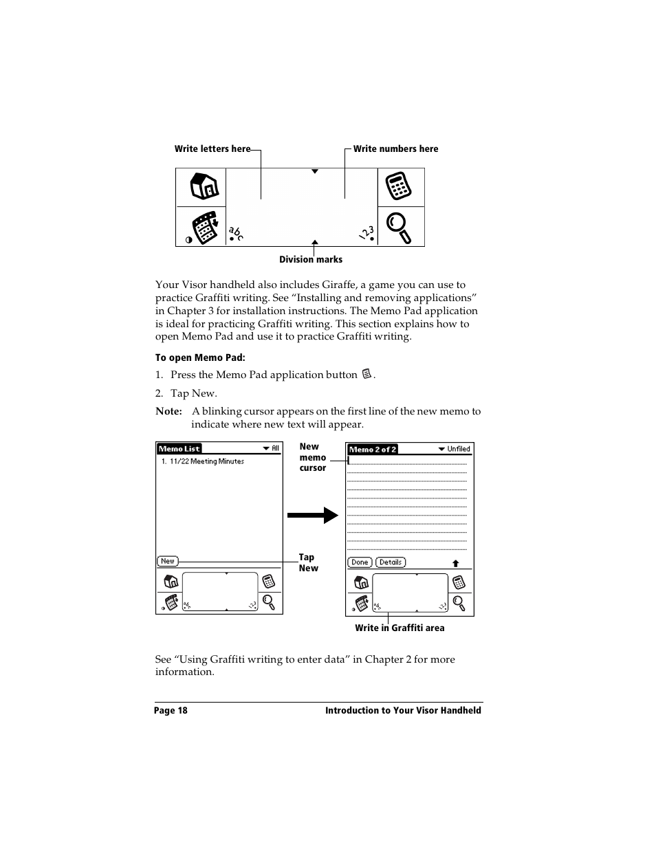 To open memo pad | Handspring Visor Deluxe Handheld User Manual | Page 26 / 282