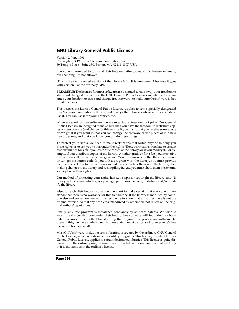 Gnu library general public license | Handspring Visor Deluxe Handheld User Manual | Page 262 / 282