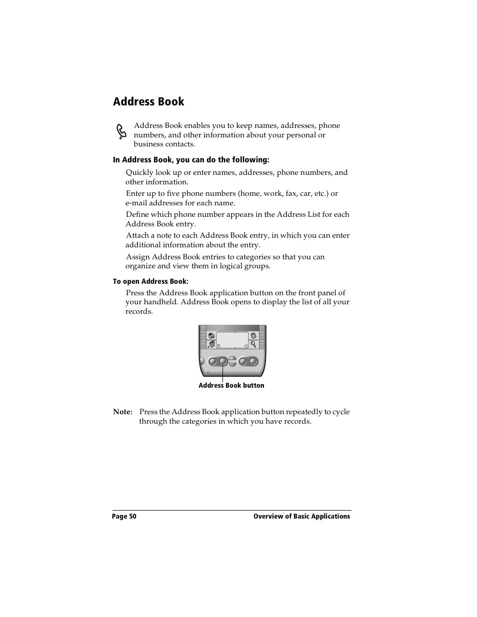 Address book, In address book, you can do the following, To open address book | Handspring Visor Deluxe Handheld User Manual | Page 58 / 282