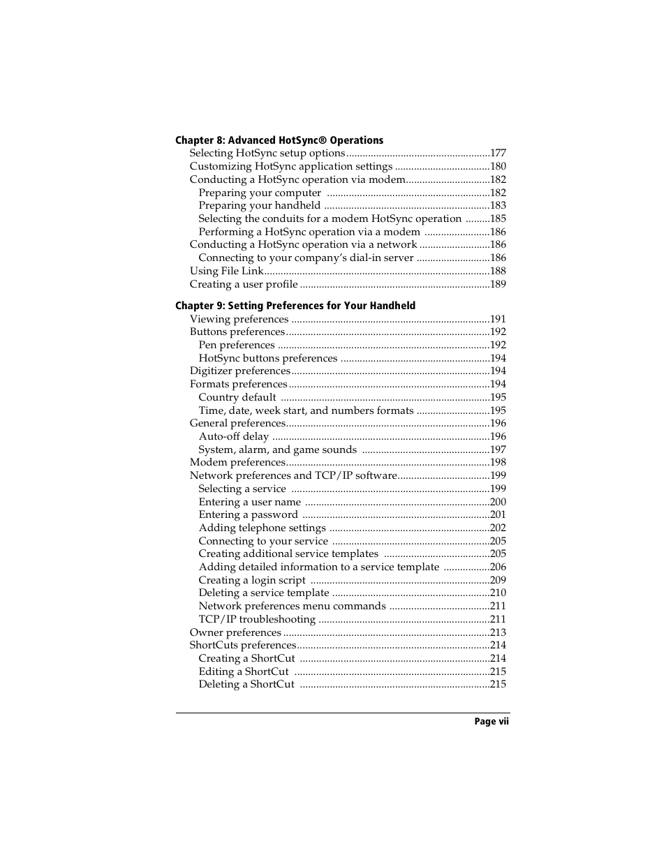 Handspring Visor Deluxe Handheld User Manual | Page 7 / 282