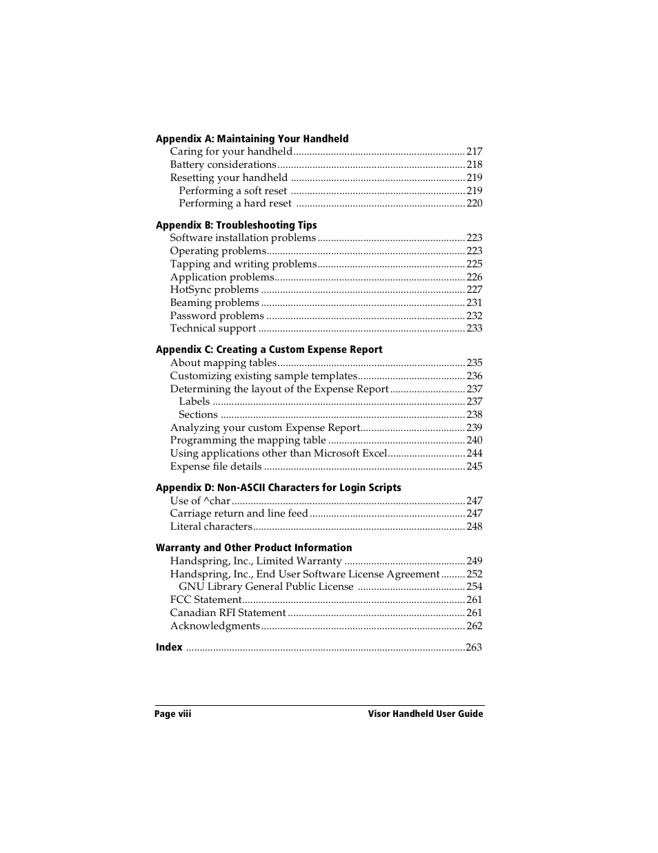 Handspring Visor Deluxe Handheld User Manual | Page 8 / 282