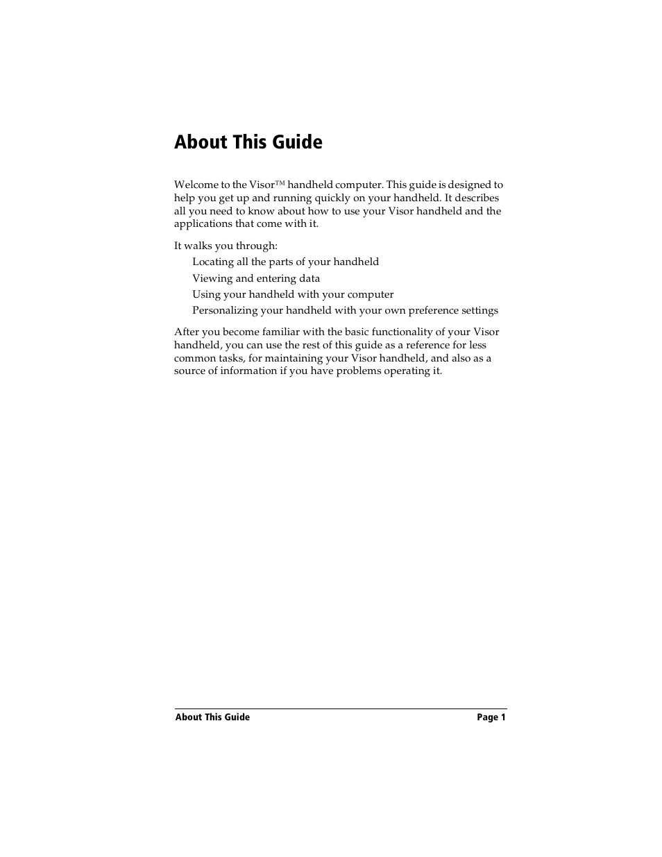 About this guide | Handspring Visor Deluxe Handheld User Manual | Page 9 / 282