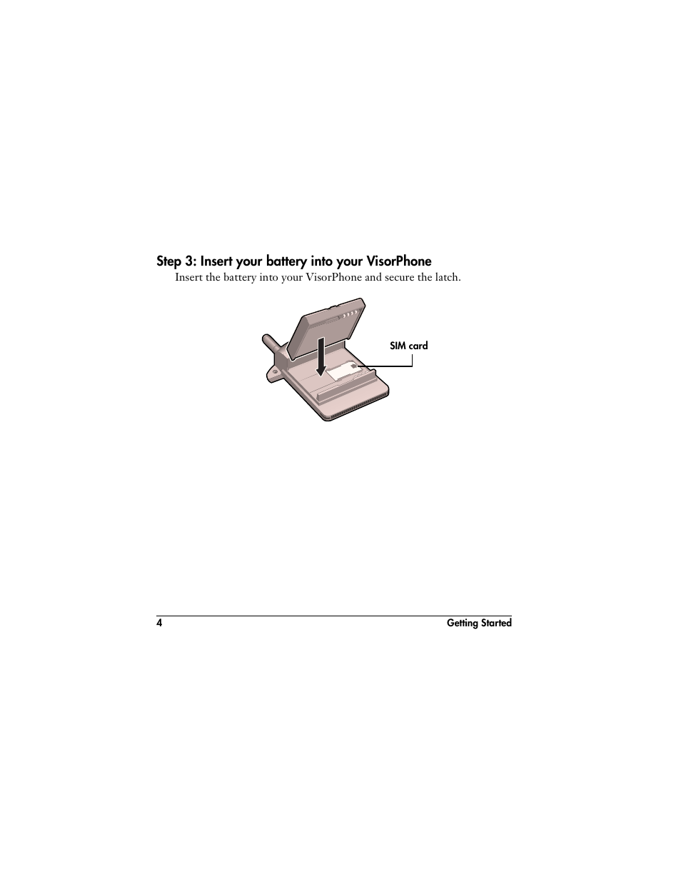 Step 3: insert your battery into your visorphone | Handspring VisorPhone User Manual | Page 10 / 116