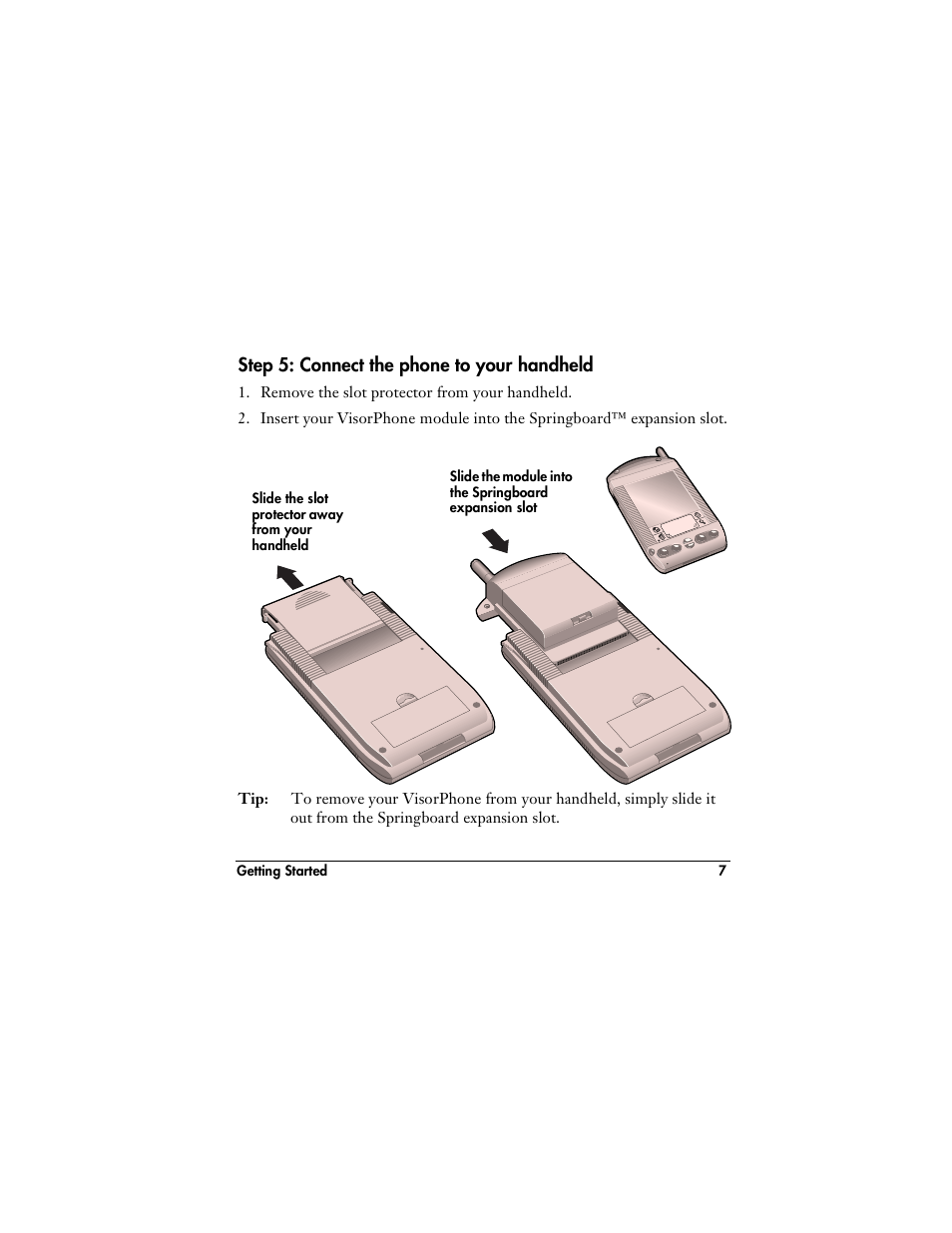 Step 5: connect the phone to your handheld | Handspring VisorPhone User Manual | Page 13 / 116