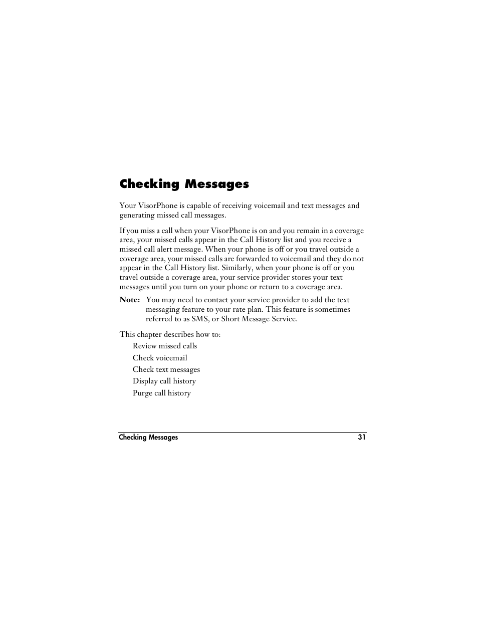 Checking messages | Handspring VisorPhone User Manual | Page 37 / 116