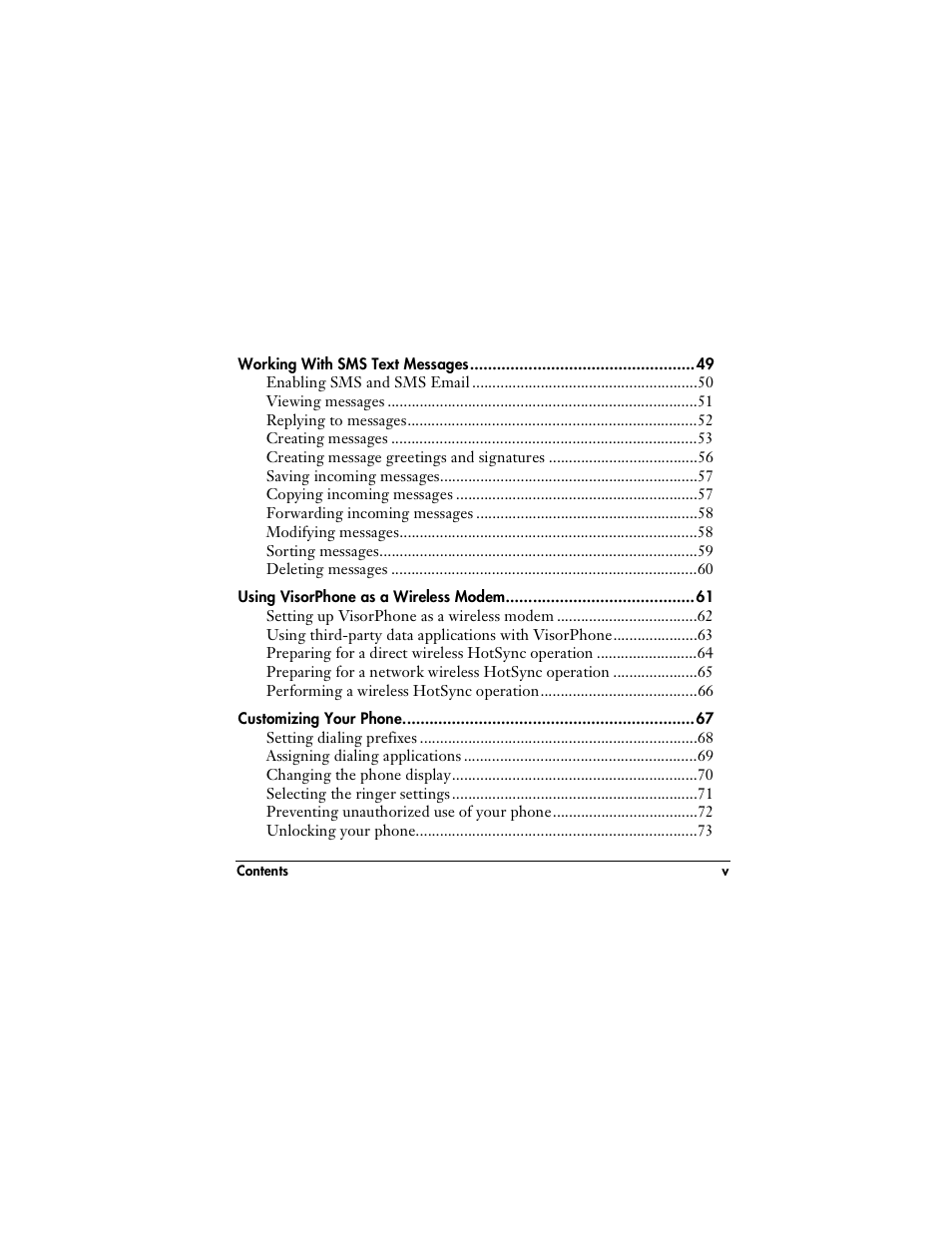 Handspring VisorPhone User Manual | Page 5 / 116