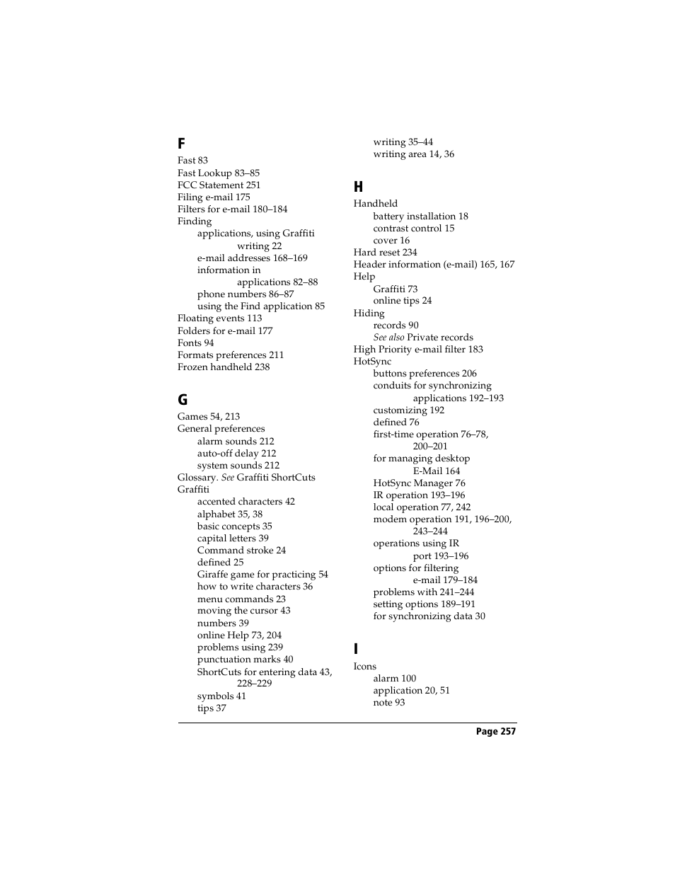 Handspring Visor User Manual | Page 257 / 263