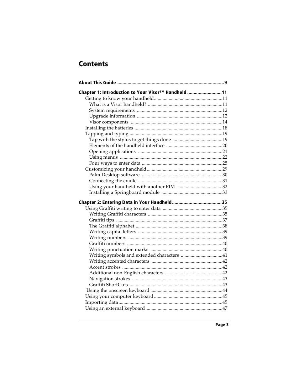 Handspring Visor User Manual | Page 3 / 263