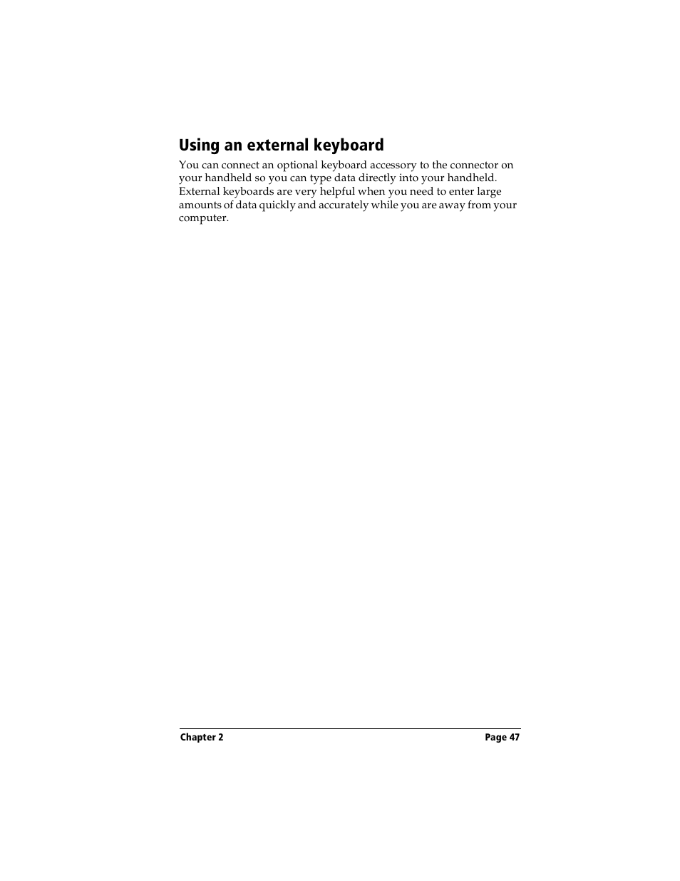 Using an external keyboard, Using find | Handspring Visor User Manual | Page 47 / 263