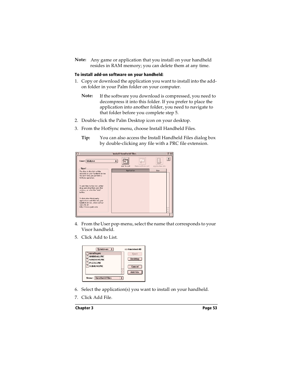 To install add-on software on your handheld | Handspring Visor User Manual | Page 53 / 263