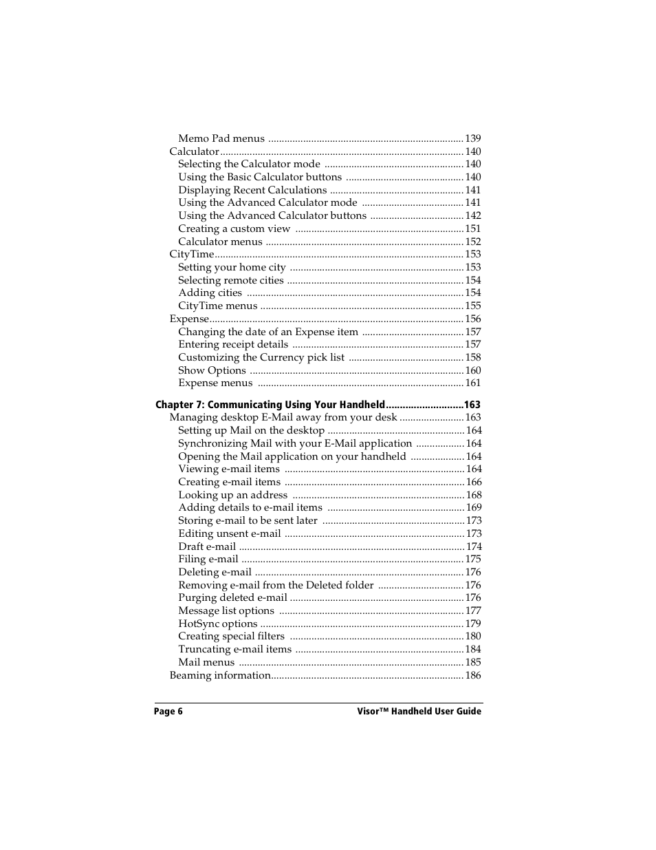 Handspring Visor User Manual | Page 6 / 263