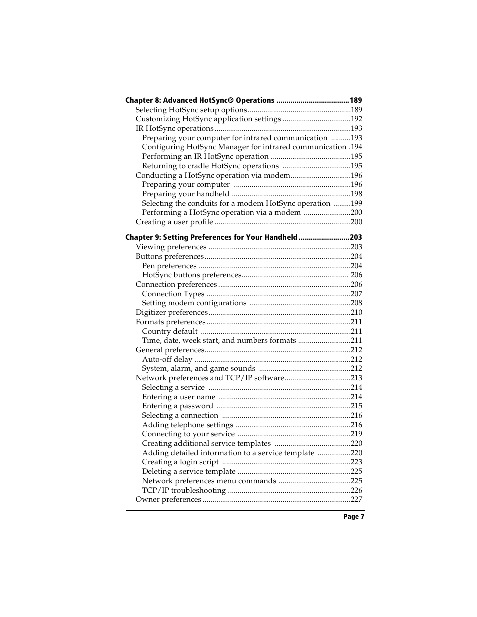Handspring Visor User Manual | Page 7 / 263