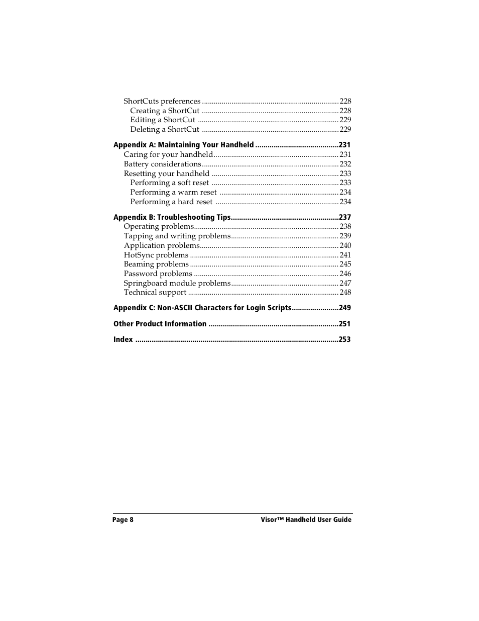 Handspring Visor User Manual | Page 8 / 263