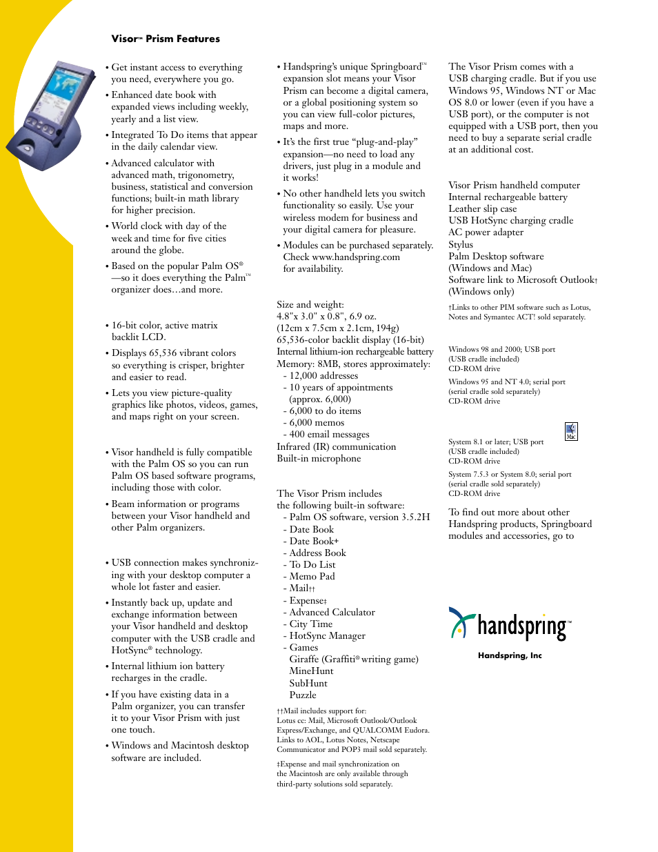 Handspring Visor Prism User Manual | Page 2 / 2