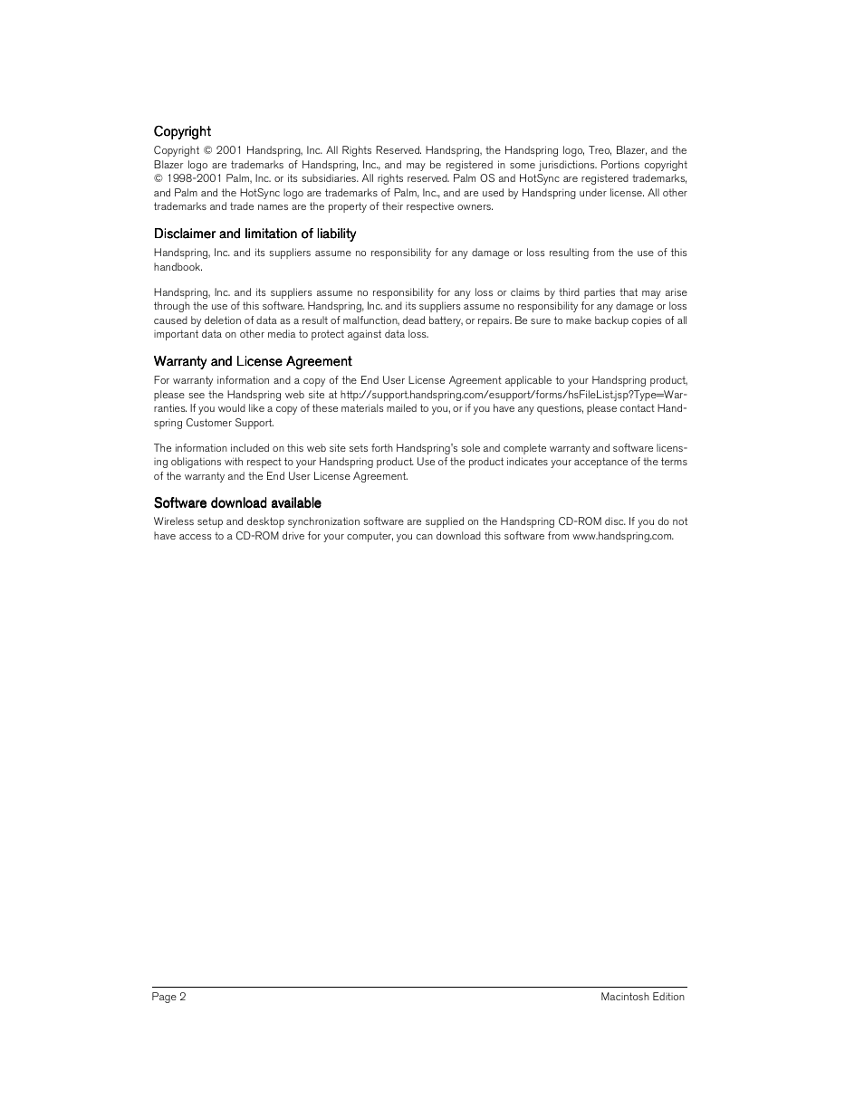 Handspring Treo 180 User Manual | Page 2 / 235