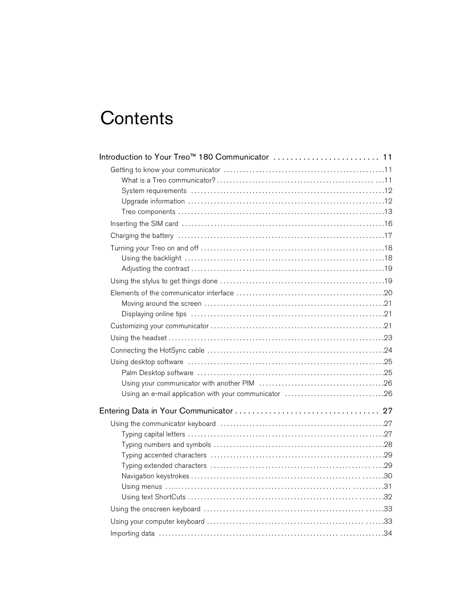Handspring Treo 180 User Manual | Page 3 / 235