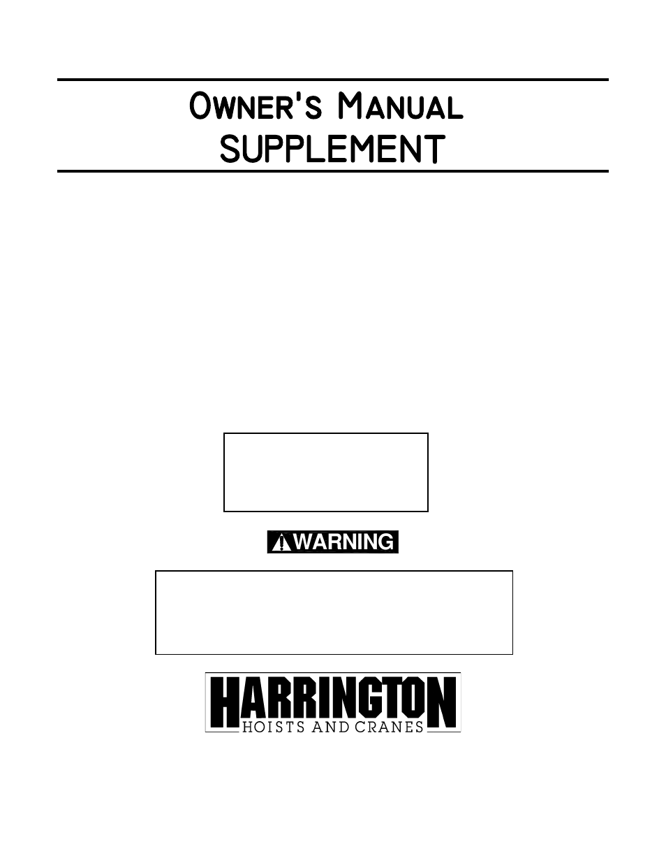 Harrington Hoists NER2 User Manual | 60 pages