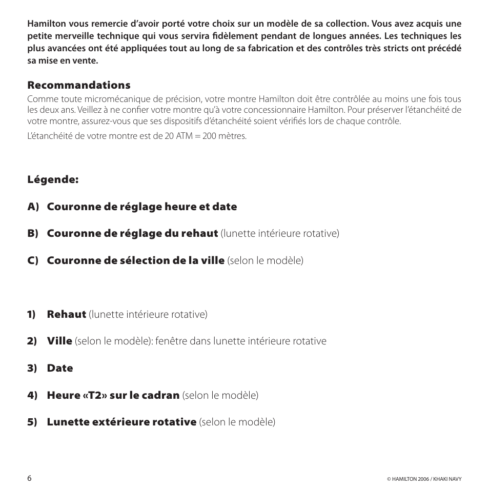 Hamilton Watch Khaki GMT 3 TZ User Manual | Page 10 / 74